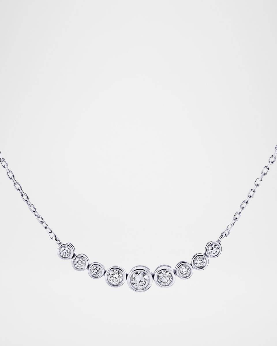 18K White Gold Graduated Nine-Stone Diamond Necklace, 18"L